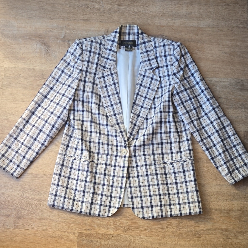 Requirements Linen Blend Plaid Blazer